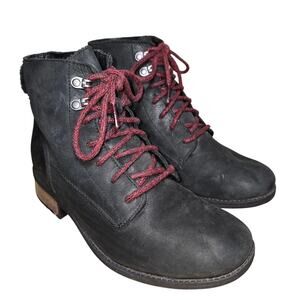 UGG Womens Boots Size 8 Denali Hiker Black Suede Combat Bootie Sherling lined